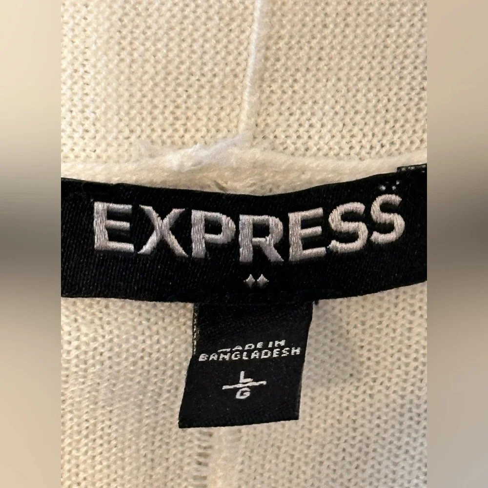 EXPRESS CREAM OPEN-FRONT CARDIGAN. 
SIZE: LARGE - Picture 5 of 6